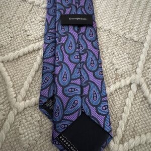 Ermenegildo Zegna Blue and Purple Paisley Tie